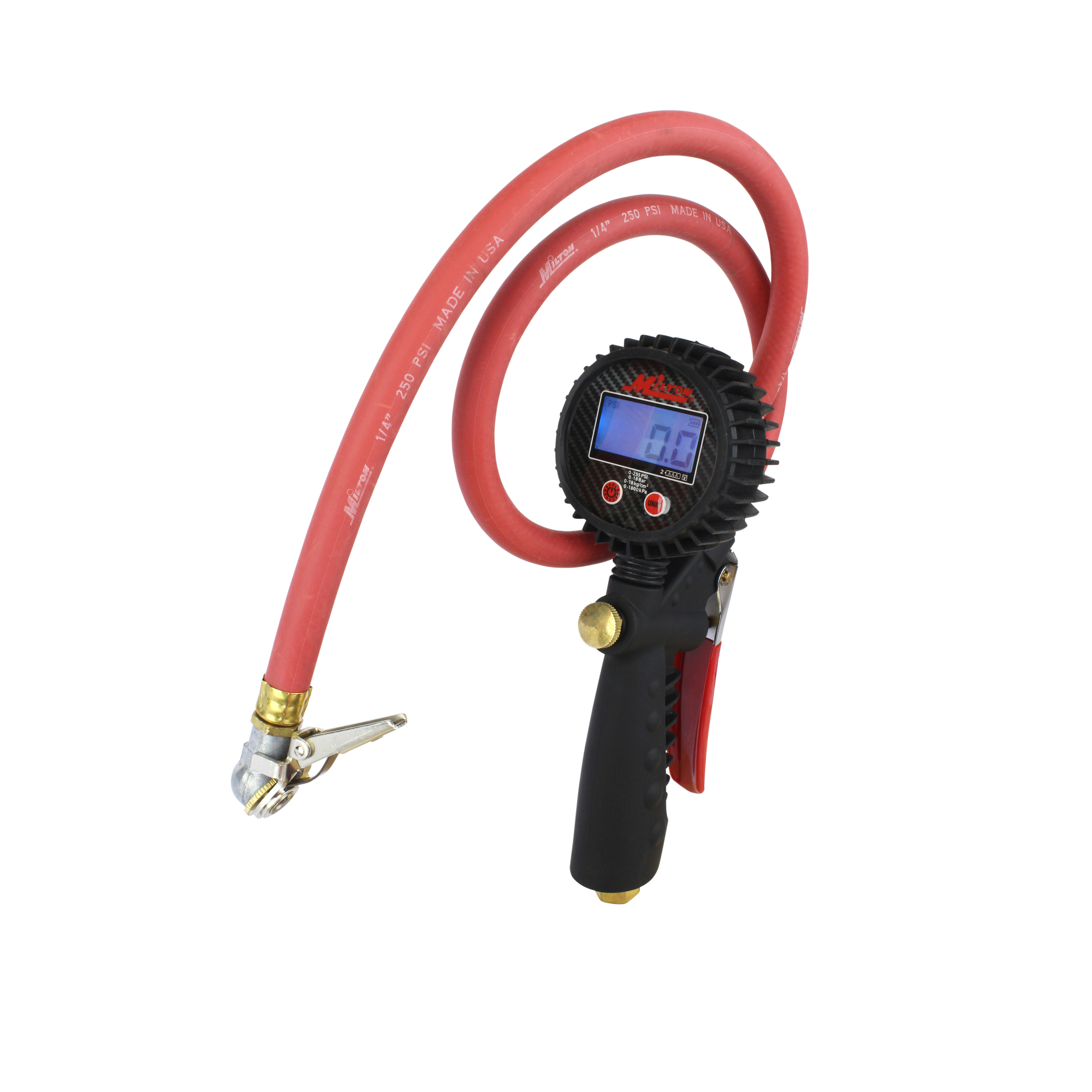 Milton, Digital Inflator Gauge w/Ball Foot Air Chuck Clip, Model 573D